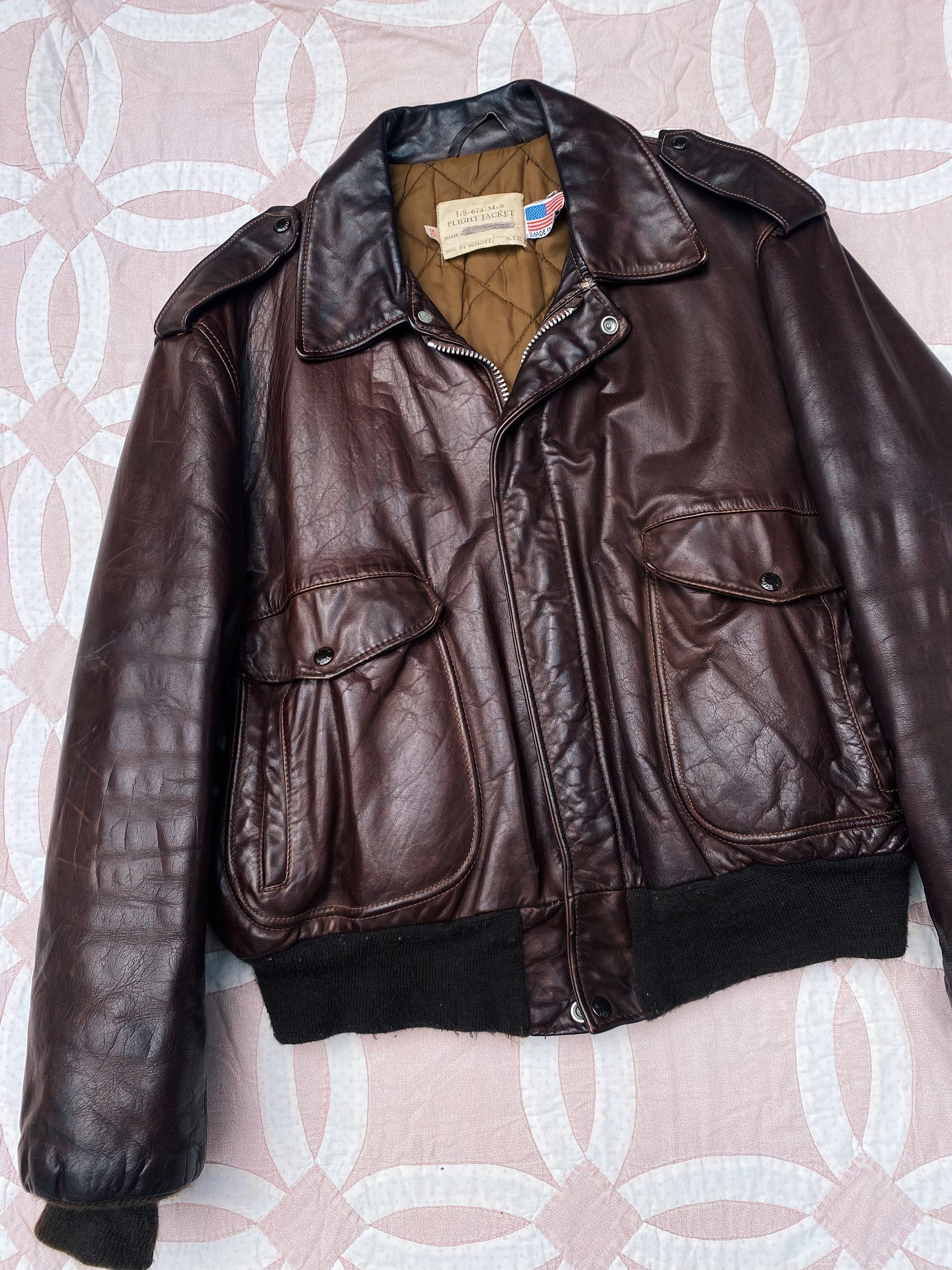 Fly jacket schott cuir sale
