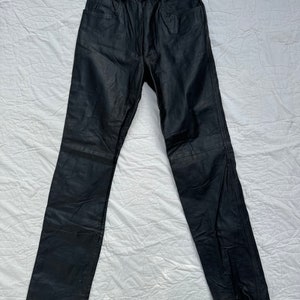 Vintage Black Leather Pants High Waisted Leather Motorcycle Moto / Biker Pants 26” Waist