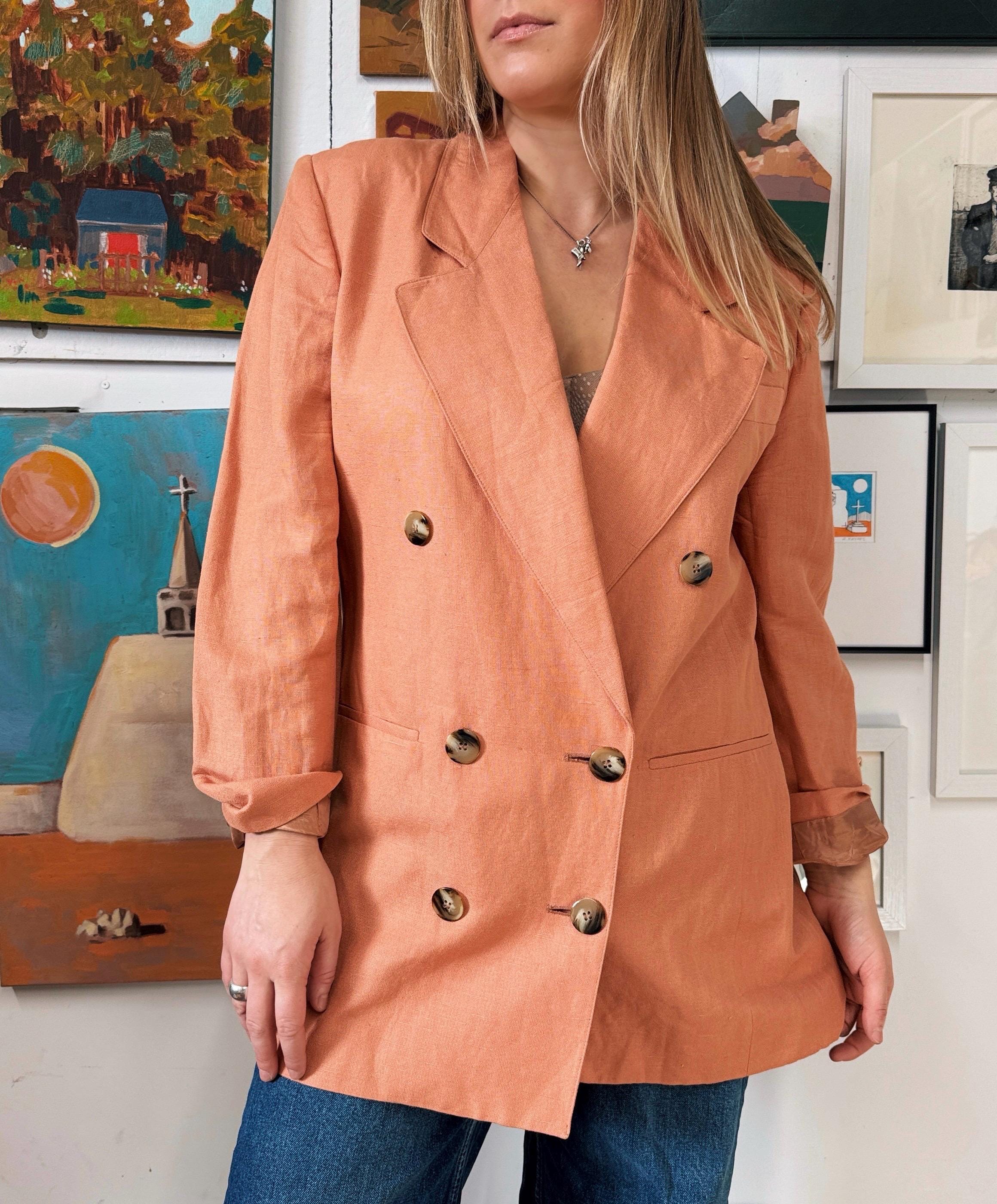 80s Linen Blazer - Etsy