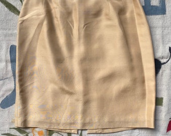 Vintage Silk Mini Skirt Gold / Champagne 1990s /2000s Hugo Buscati Fully Lined Skirt