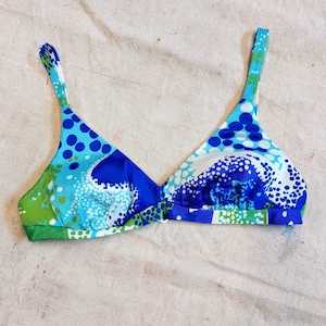 Vintage 1960s Psychedelic Funky Bikini Top Mod Mid-century Sirena Printed Swim Top
