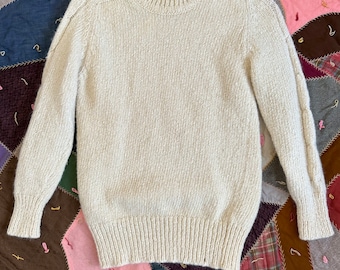 Vintage Cream / White / Natural Wool Knit Pullover Fisherman Gaeltarra Knit Ecru Sweater Off-white Aran Island Knitwear Jumper