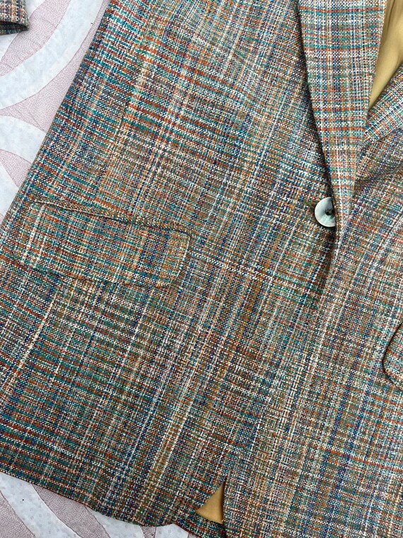 Vintage Silk Blazer 1990’s Oversized Plaid / Cros… - image 10