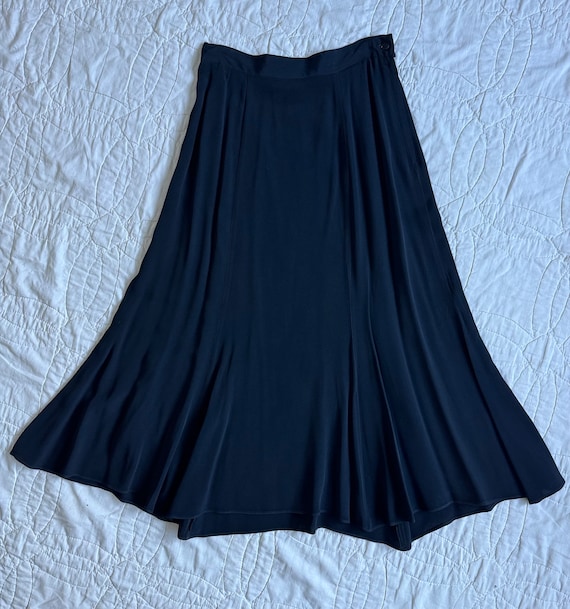 Vintage 1980s 90s Black Midi Skirt Lloyd Williams 