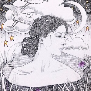 Piscis Original Bellas Artes Impresión 11x14 Signo del Zodíaco Cartel de pared Extra Heavy Linen Card Stock Arte Contemporáneo por Amanda Raynes