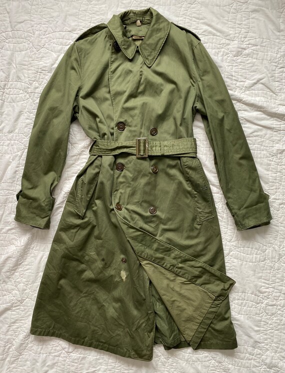 Vintage 1950’s Military Coat OG 107 Army Trench Overc… Gem