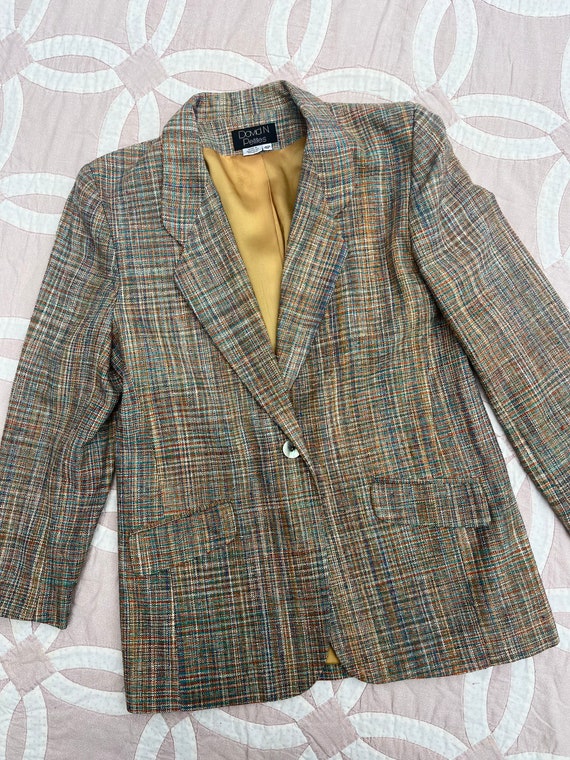 Vintage Silk Blazer 1990’s Oversized Plaid / Cros… - image 2