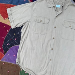 Vintage 1960 Sears Work Shirt Army Twill Sixties Tan Cotton Sanforized Shirt