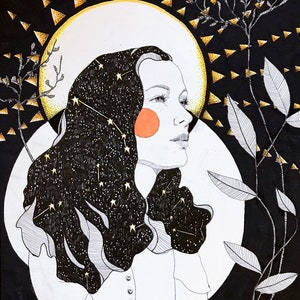 Aries Original Bellas Artes Impresión 11x14 Signo del Zodíaco Cartel de pared Extra Heavy Linen Card Stock Arte Contemporáneo por Amanda Raynes