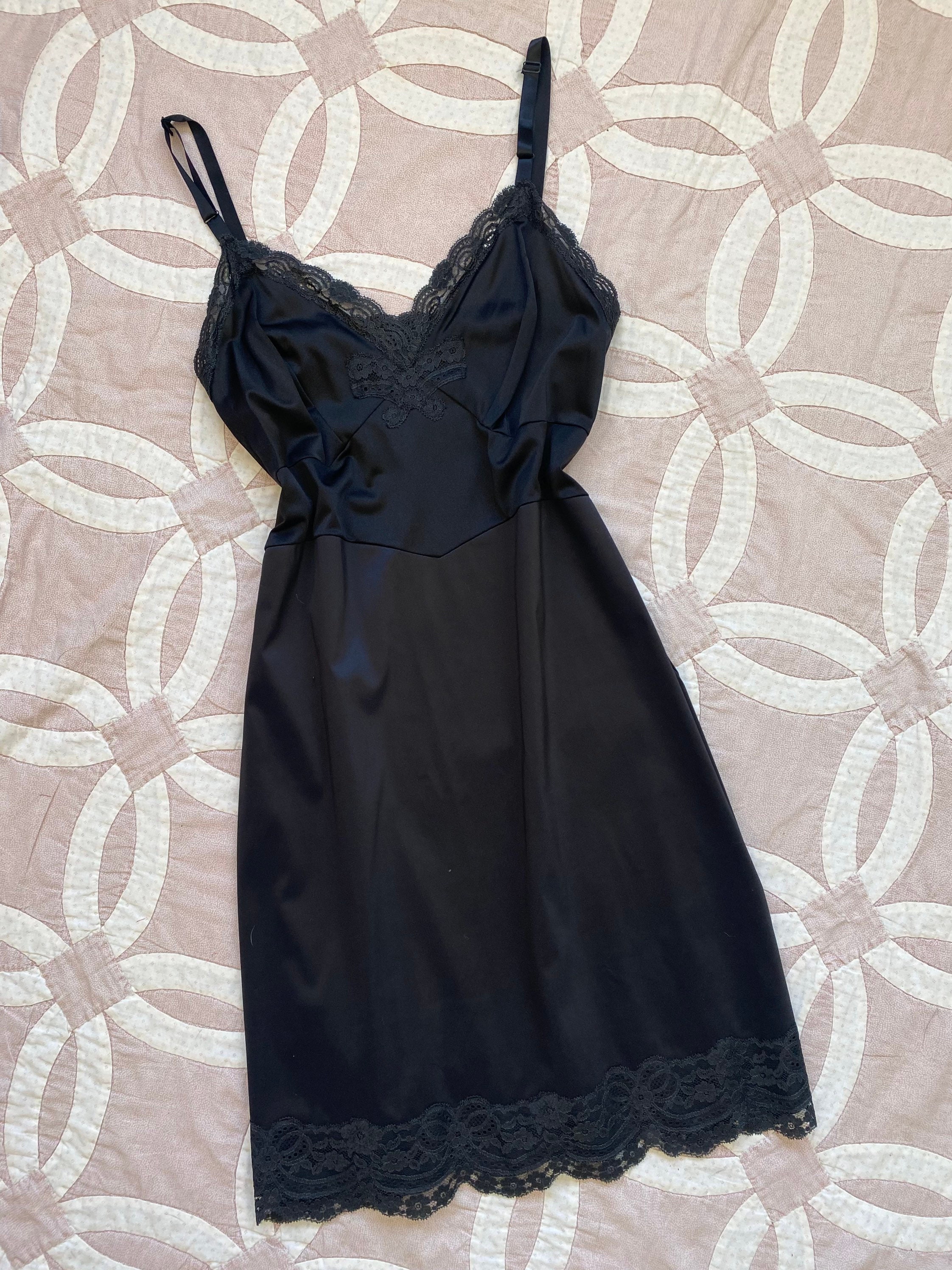 Vintage 1950s / 60s Black Slip Nylon Lace Mid Length Slip - Etsy