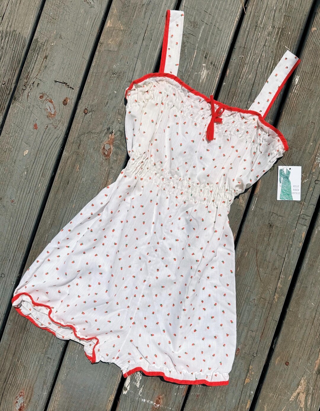 Strawberry Embroidered Knit Romper main image 0