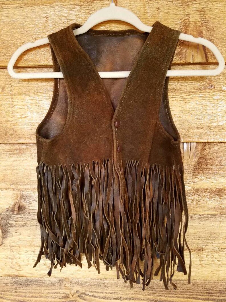 Vintage 1970s Leather Fringe Vest xs Etsy