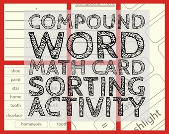 Compound Word Math | Compound Words THREE Activities | Word Study | Printable | Word Sort | Card Sort | Language Activity | Teacher | Lesson