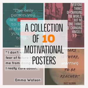 Motivational Poster Set - 10 Printable Posters - Inspirational - Back to School - Classroom Decor-
