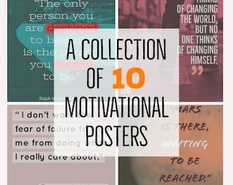 Motivational Poster Set - 10 Printable Posters - Inspirational - Back to School - Classroom Decor-