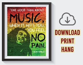 Bob Marley Quote Poster – Instant Download – Reggae – Motivational – Inspirational – Dorm – School Poster – Music Poster – Teen – Wall Decor