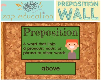 Preposition Wall | Parts of Speech Posters | Grammar Posters | Printable | Word Sort | Teacher Materials | Word Wall | Montessori