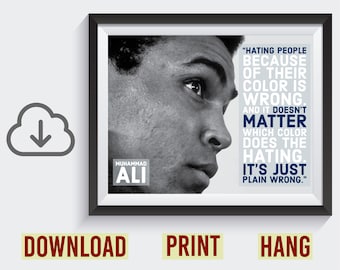 Muhammad Ali Quote Poster – Instant Download – Hating is Wrong – Boxing – Motivational – Inspirational – Growth Mindset – School – Dorm Wall
