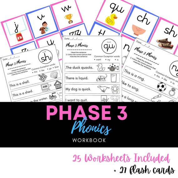 phase 3 phonics booklet reading focus printable pdf etsy australia