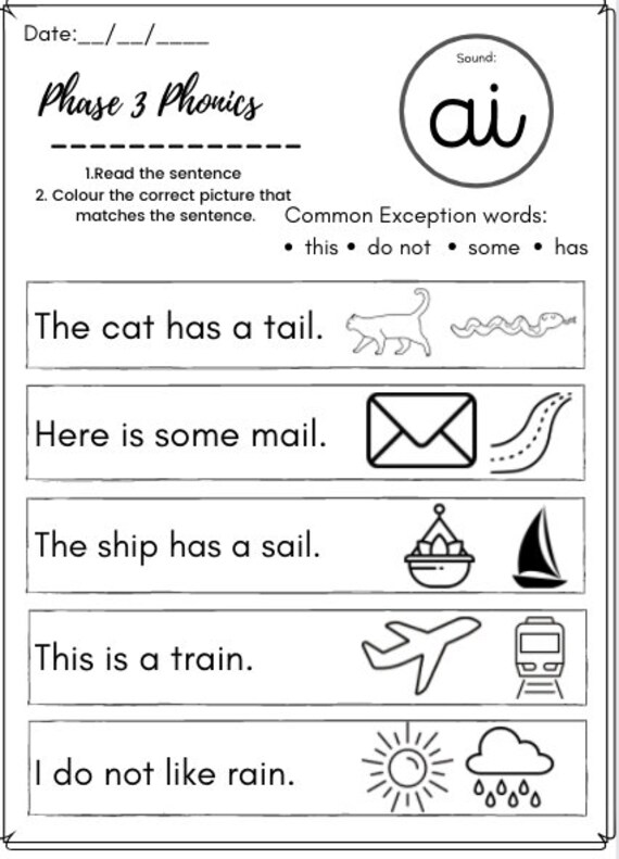 phase 3 phonics booklet reading focus printable pdf etsy
