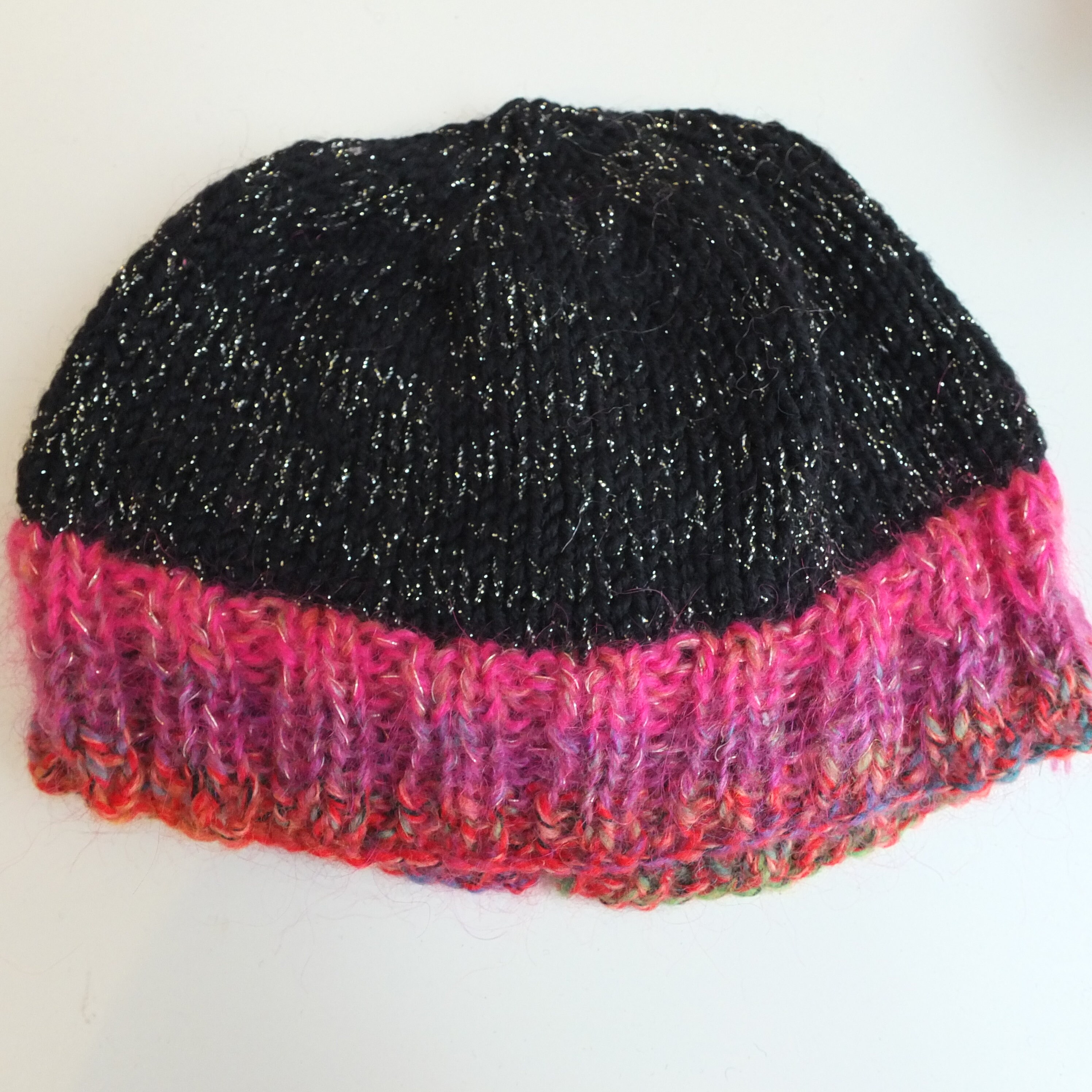 Knitted Hat Beanie Pink and Sparkle 