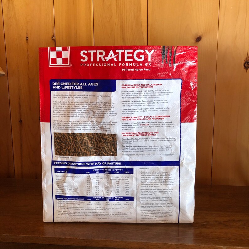 Recycled horse feed bag made into a reusable tote / up cycled Etsy