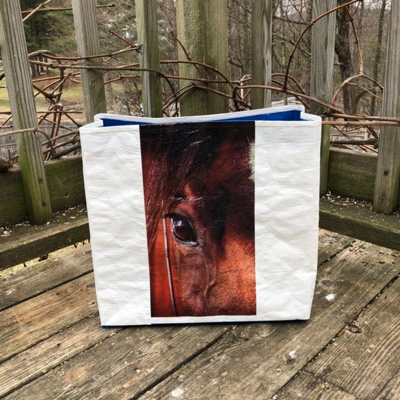 Up Cycled Grain Bag Tote / Horse Face Tote / Recycled Feed Etsy