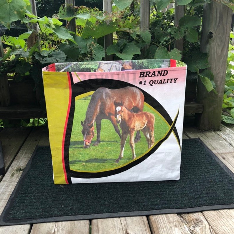 Recycled grain bag tote / horse tote / recycled grain bag / up Etsy