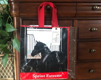Up cycled grain bag tote / horse tote / reusable bag / recycled feed bag / feed bag tote / horse bag / market tote