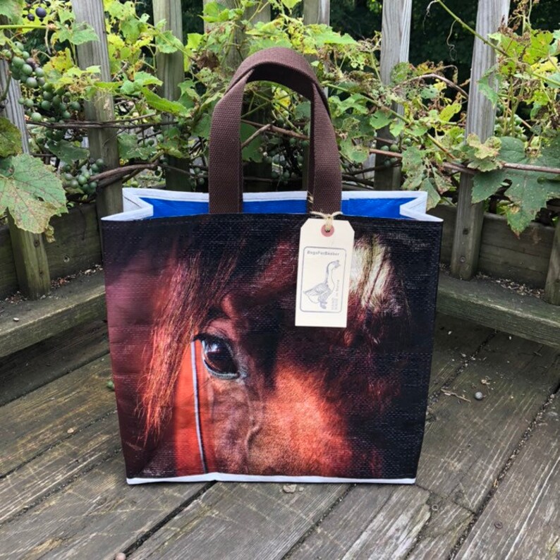 Up Cycled Grain Bag Tote / Horse Face Tote / Recycled Feed Etsy