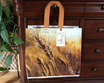 Recycled Feed Bag Tote / Grain Tote / Reusable Bag / Up Cycled Grain Bag / Feed Sack Tote