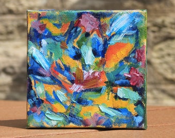 Original small painting, Abstract Painting, Impasto Art, Textured Painting, Thick Texture Art, Abstract Sunset oil painting on canvas