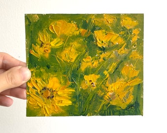 Daisy Oil Painting, Yellow Daisies Oil Painting, Small Flower Painting, sunflower painting, wildflower painting, Flower Painting oil