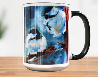 Black Capped Chickadee Mug, Winter Chickadee, Oil Painting Chickadee , Bird Coffee Mug, Bird Art, Oil Painting Bird Mug