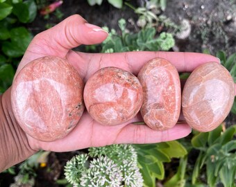 Peach Moonstone Palm Stone, Palm Stone, Calming Crystals, Natural Moonstone
