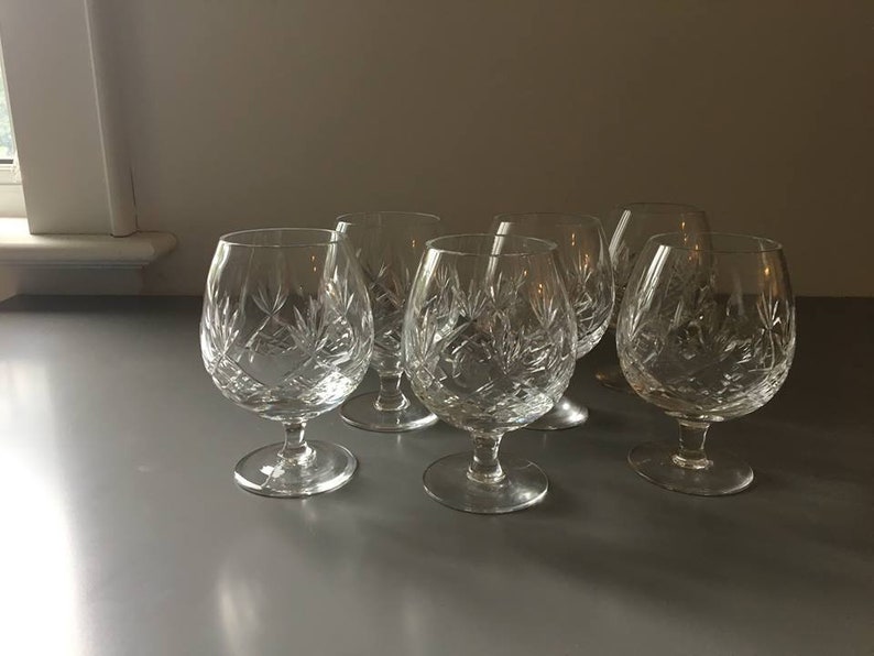 Vintage Handblown Cut Crystal Brandy Glasses / Set of 2 Etsy