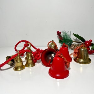 Set of 4 Rustic VINTAGE French BRASS Bells for Crafting, Wreath