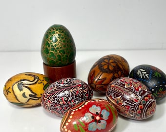 Ukrainian Easter Eggs, Hand-Painted Wooden Easter Eggs, Easter Decor