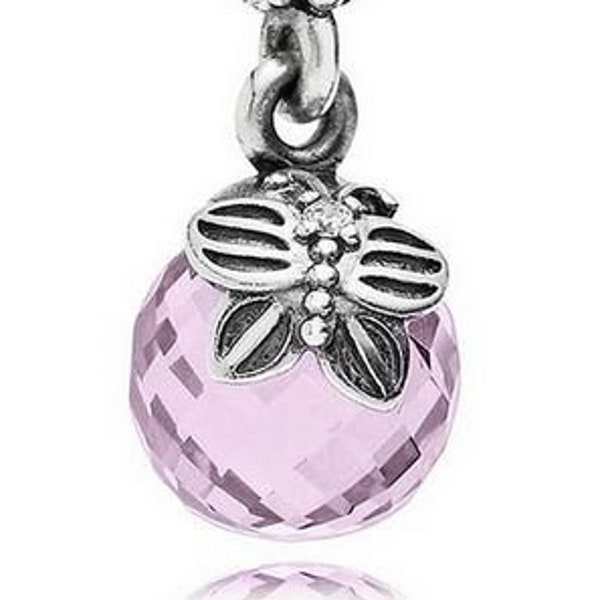 Echt zilver opknoping charme - Butterfly bal - CZ kraal charme - past op Europese en bedelarmband van Pandora