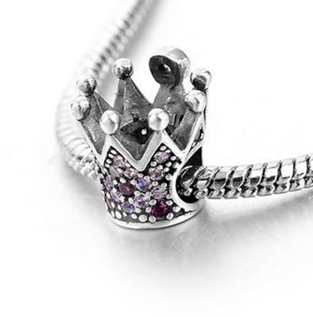 Princess Queen Chain Genuine Sterling Silver Charm - Princess Queen Crown - CZ Bead Charm ...