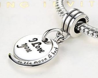 Pandora Moon and Back Charm - Etsy UK