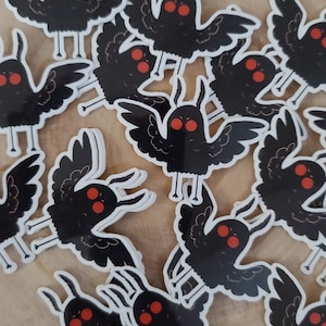 Tiny Mothman Sticker, Weather Resistant Sticker, Vinyl Cryptid Sticker, Great Gift for Cryptid and Monster Lovers