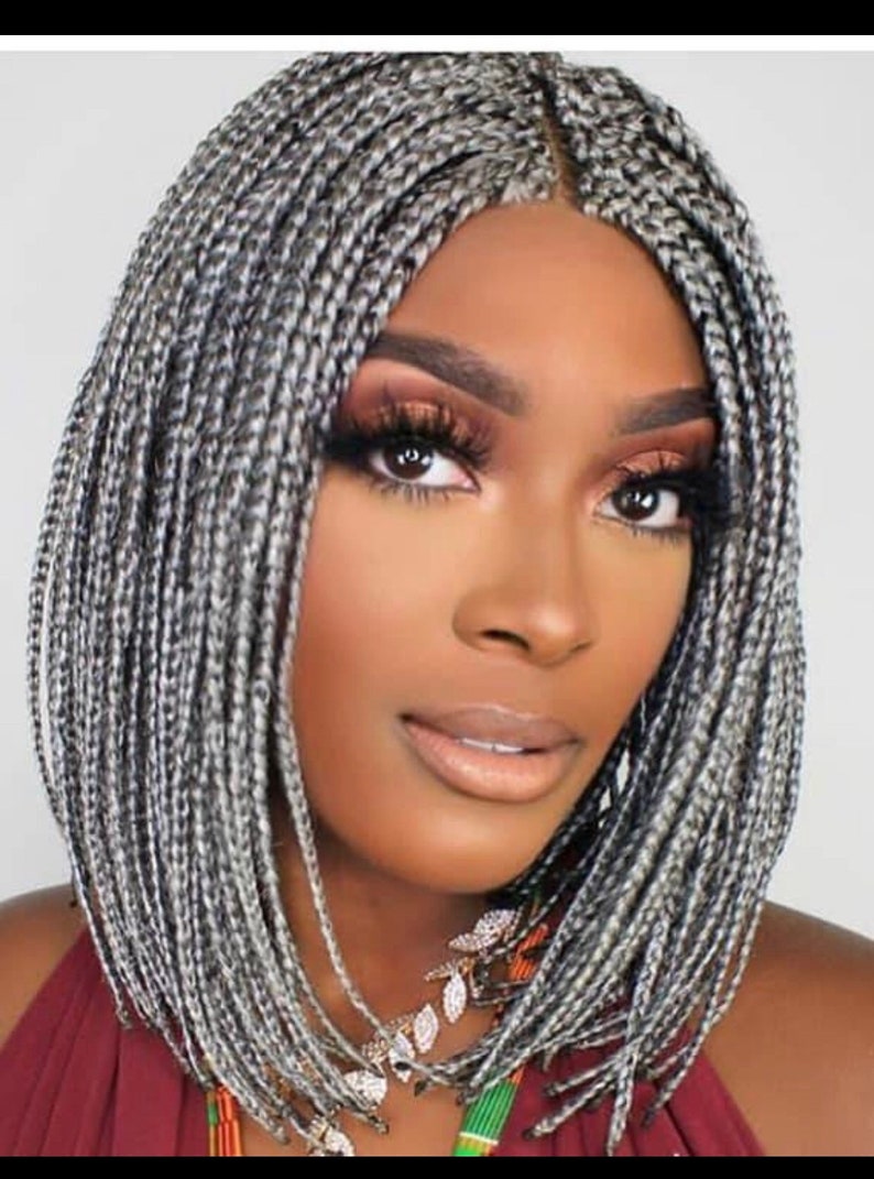 Braided wig bob wig gray bob wig for black womenThe gray is Etsy