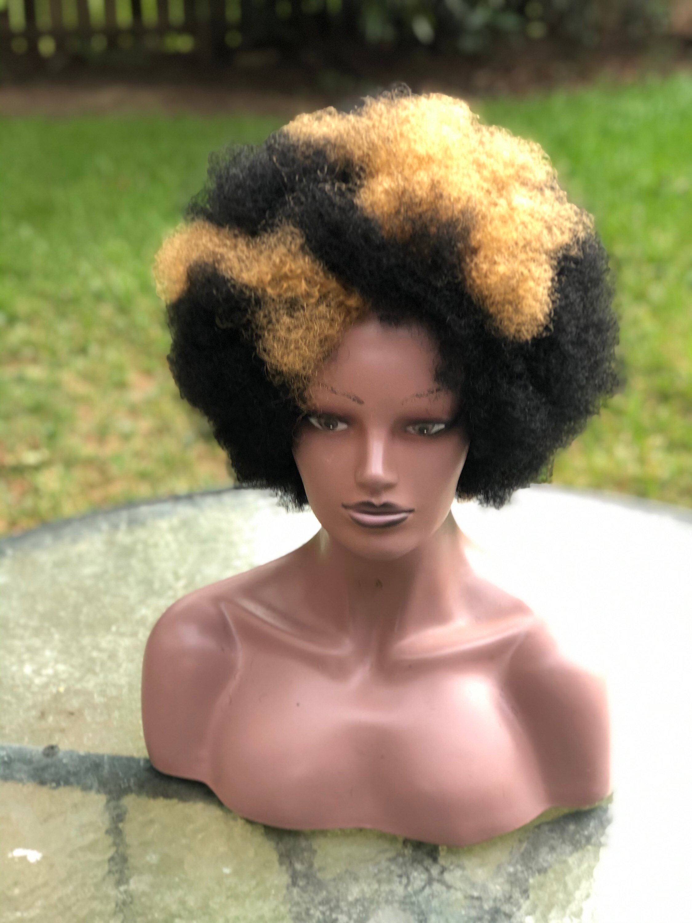 Handmade human hair Afro wig.Black & Gold wig.Ombré wig. Just Etsy