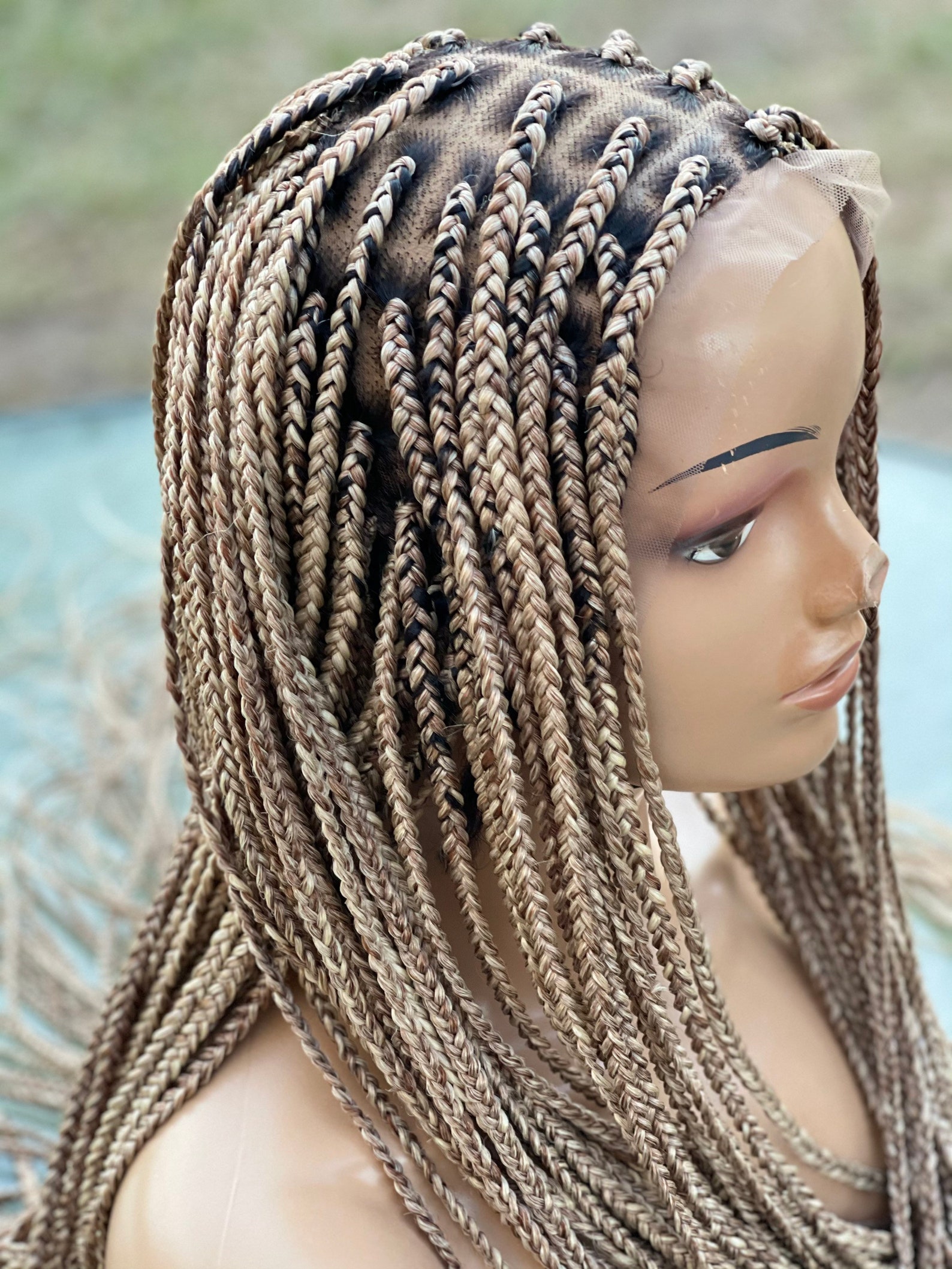 Knotless Braids Braided Wig. Wigs for Black Women . 30 Inches | Etsy