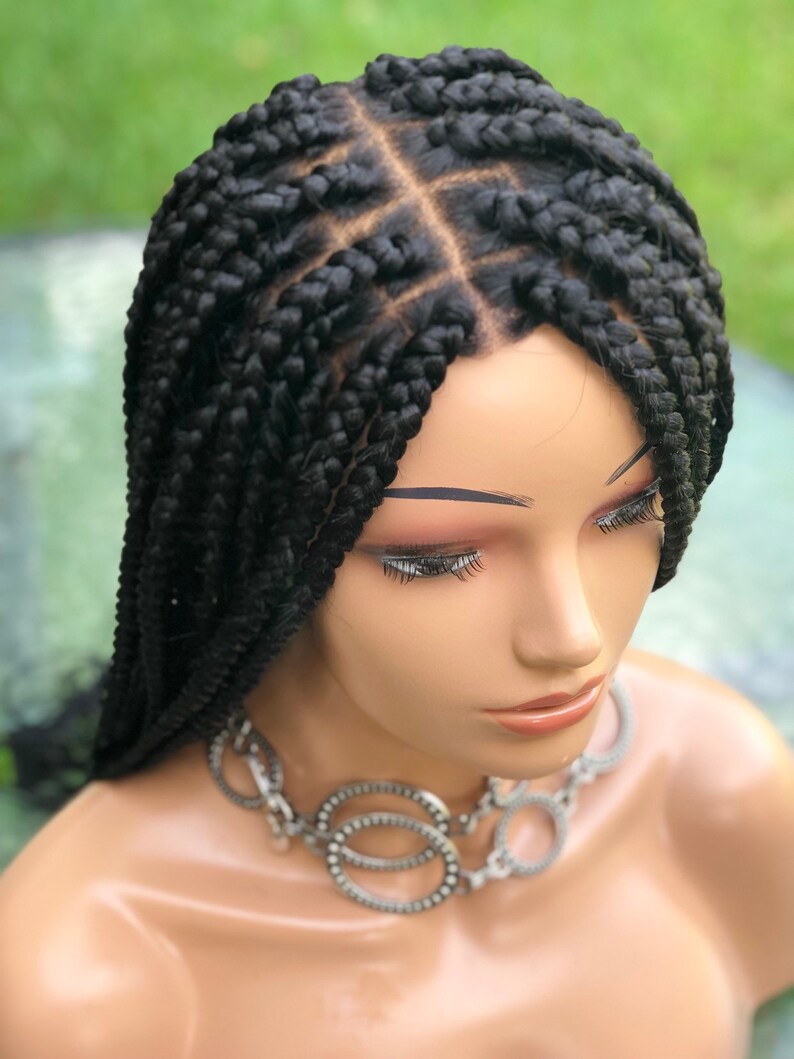 Braided Wig/box Braids/ Made on Frontal Wig /human Hair Etsy