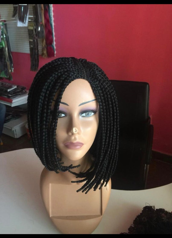 Braided Wig Box Braids Short Wig Etsy