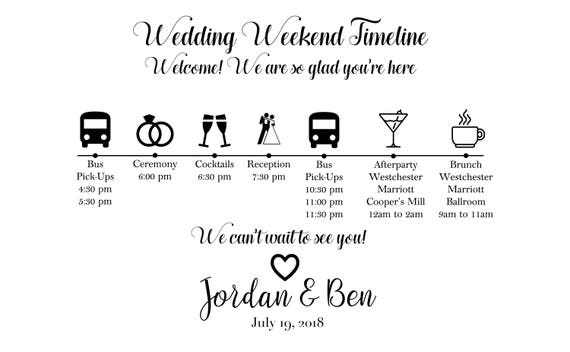 Customizable Wedding Weekend Timeline Etsy