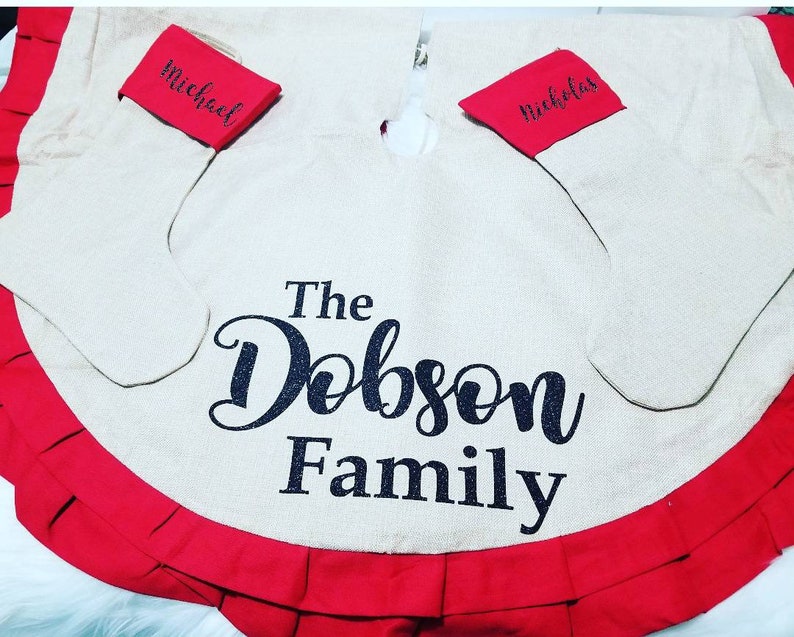 Personalized Christmas tree skirtFamily monogram tree skirt Under the christmas tree Holiday gifts Christmas presents Christmas