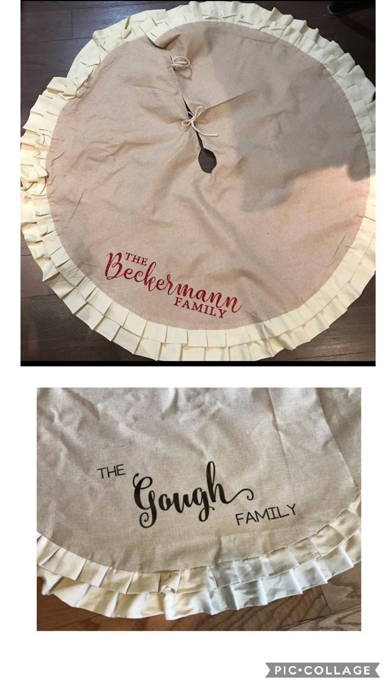 Personalized Christmas tree skirtFamily monogram tree skirt Under the christmas tree Holiday gifts Christmas presents Christmas
